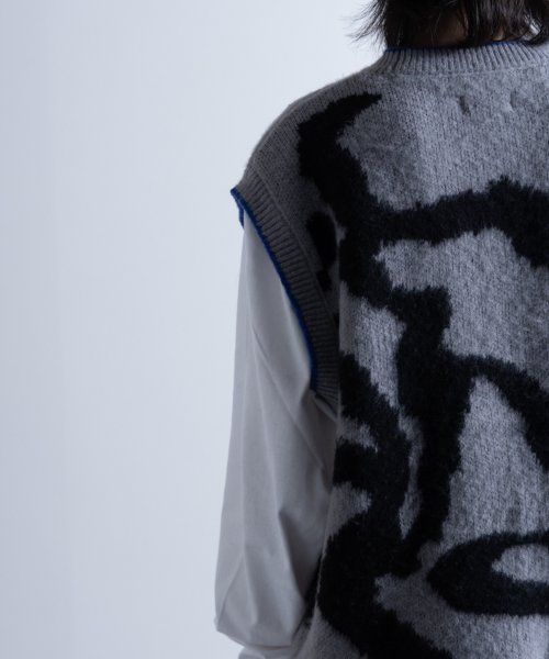 Nylaus(ナイラス)/Mohair Like Whole Pattern Loose Knit Vest / モヘアライク 総柄 ルーズ ニットベスト/img13