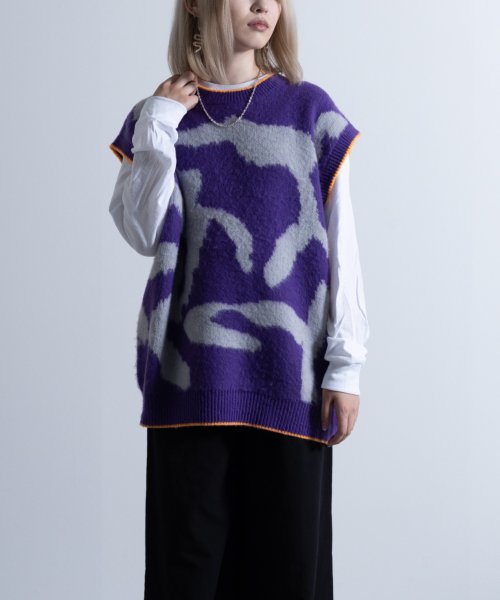 Nylaus(ナイラス)/Mohair Like Whole Pattern Loose Knit Vest / モヘアライク 総柄 ルーズ ニットベスト/img15