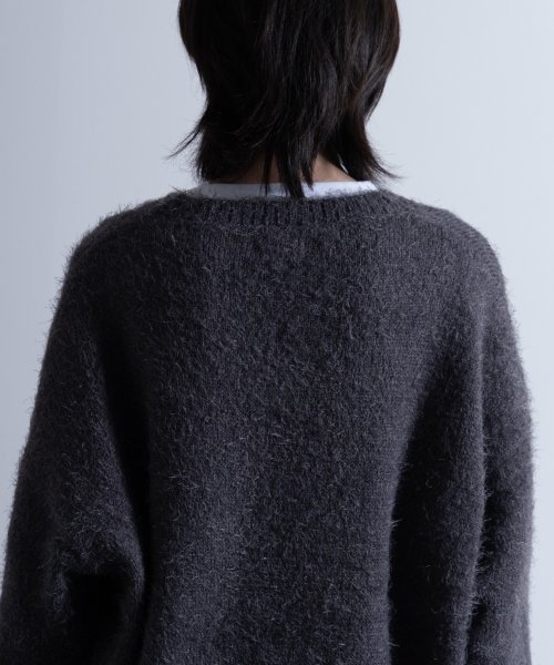 Nylaus(ナイラス)/Shaggy Solid/Border Loose V－neck Knit Sweater / シャギー 無地/ボーダー柄 ルーズ Vネック ニットセーター/img13