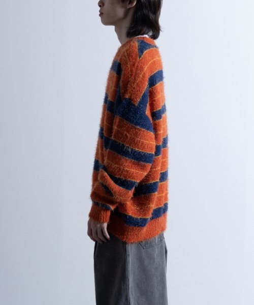 Nylaus(ナイラス)/Shaggy Solid/Border Loose V－neck Knit Sweater / シャギー 無地/ボーダー柄 ルーズ Vネック ニットセーター/img19