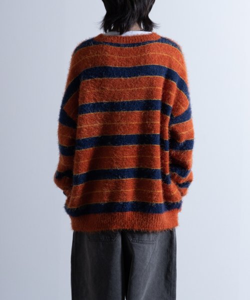 Nylaus(ナイラス)/Shaggy Solid/Border Loose V－neck Knit Sweater / シャギー 無地/ボーダー柄 ルーズ Vネック ニットセーター/img20