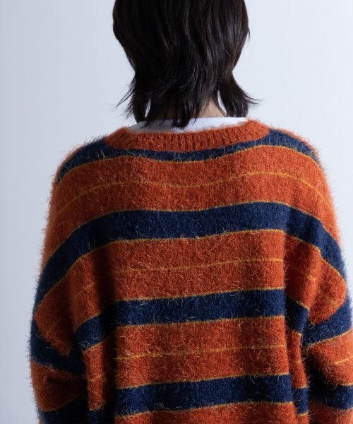 Nylaus(ナイラス)/Shaggy Solid/Border Loose V－neck Knit Sweater / シャギー 無地/ボーダー柄 ルーズ Vネック ニットセーター/img28