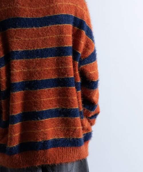 Nylaus(ナイラス)/Shaggy Solid/Border Loose V－neck Knit Sweater / シャギー 無地/ボーダー柄 ルーズ Vネック ニットセーター/img29