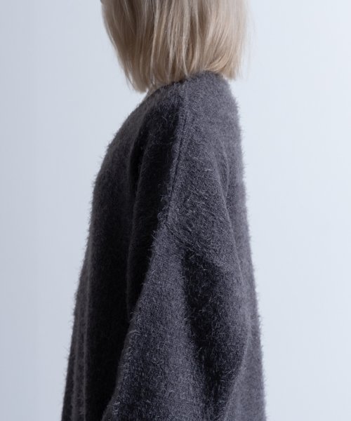 Nylaus(ナイラス)/Shaggy Solid/Border Loose V－neck Knit Sweater / シャギー 無地/ボーダー柄 ルーズ Vネック ニットセーター/img40