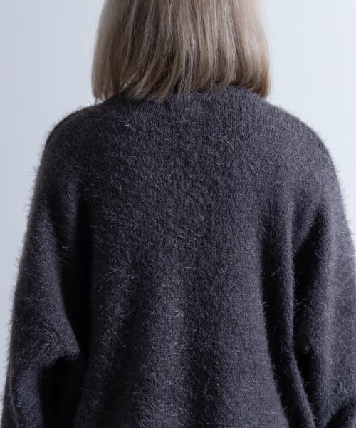 Nylaus(ナイラス)/Shaggy Solid/Border Loose V－neck Knit Sweater / シャギー 無地/ボーダー柄 ルーズ Vネック ニットセーター/img42