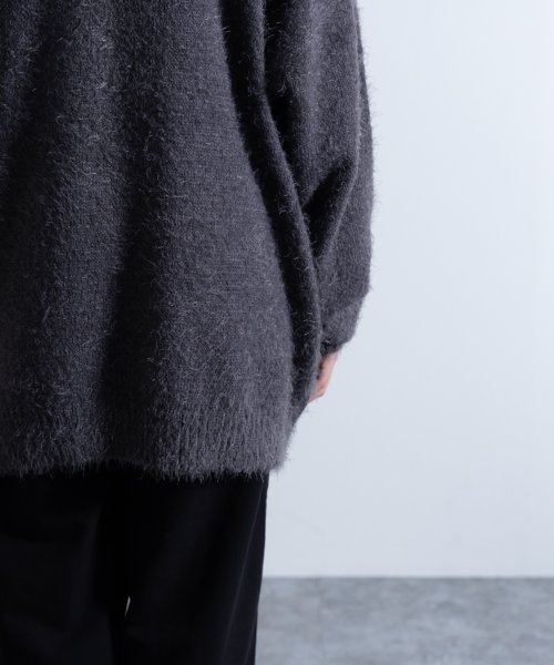 Nylaus(ナイラス)/Shaggy Solid/Border Loose V－neck Knit Sweater / シャギー 無地/ボーダー柄 ルーズ Vネック ニットセーター/img44