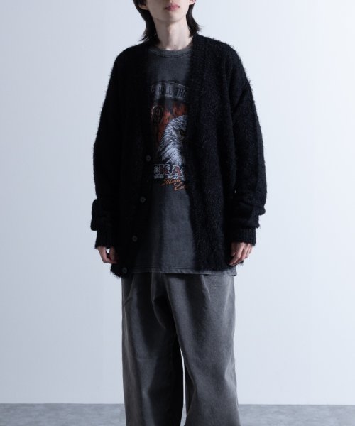 Nylaus(ナイラス)/Shaggy Solid/Border Loose V－neck Knit Cardigan / シャギー 無地/ボーダー柄 ルーズ Vネック ニットカーディガ/img18