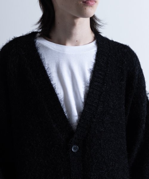 Nylaus(ナイラス)/Shaggy Solid/Border Loose V－neck Knit Cardigan / シャギー 無地/ボーダー柄 ルーズ Vネック ニットカーディガ/img21