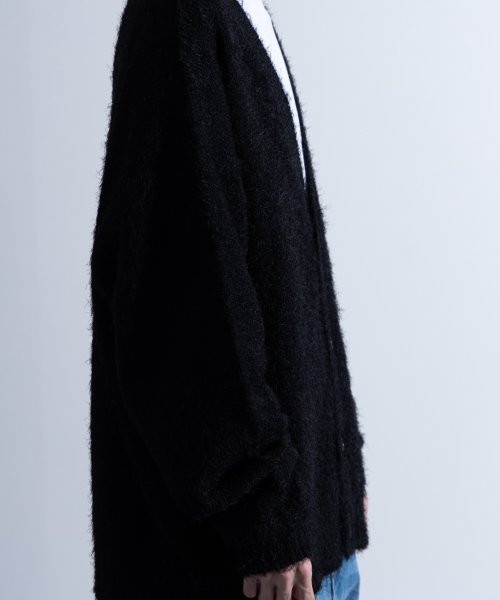 Nylaus(ナイラス)/Shaggy Solid/Border Loose V－neck Knit Cardigan / シャギー 無地/ボーダー柄 ルーズ Vネック ニットカーディガ/img26