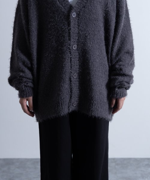 Nylaus(ナイラス)/Shaggy Solid/Border Loose V－neck Knit Cardigan / シャギー 無地/ボーダー柄 ルーズ Vネック ニットカーディガ/img48