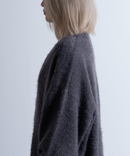 Nylaus(ナイラス)/Shaggy Solid/Border Loose V－neck Knit Cardigan / シャギー 無地/ボーダー柄 ルーズ Vネック ニットカーディガ/img50