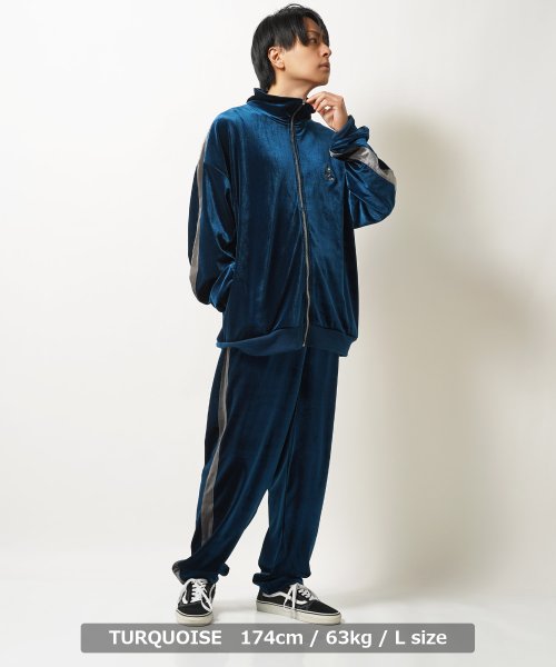 1111clothing(ワンフォークロージング)/◆ベロア トラックパンツ 【セットアップ可能】◆ ベロア トラックパンツ メンズ オーバーサイズ ジャージ パンツ レディース セットアップ ワンポイント ロゴ/img08