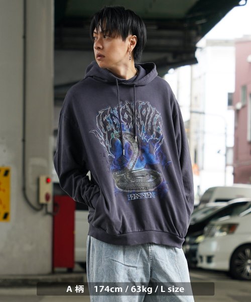 1111clothing(ワンフォークロージング)/◆ストーンウォッシュ ハードグラフィック パーカー◆ オーバーサイズ パーカー メンズ ビッグパーカー レディース ビッグシルエット プルパーカー フーディ/img09