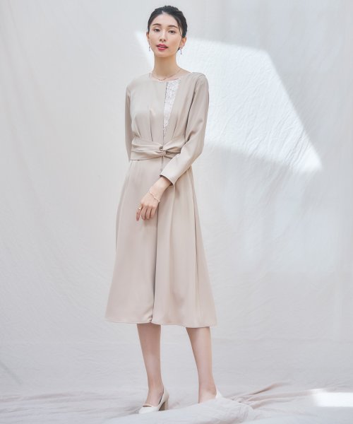 DRESS+(ドレス プラス)/パーティードレス ワンピース 袖付き 結婚式 フォーマル/img01