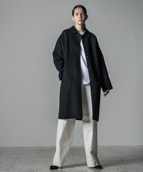 ロング丈シャルムリバービーバーコート 光沢感
