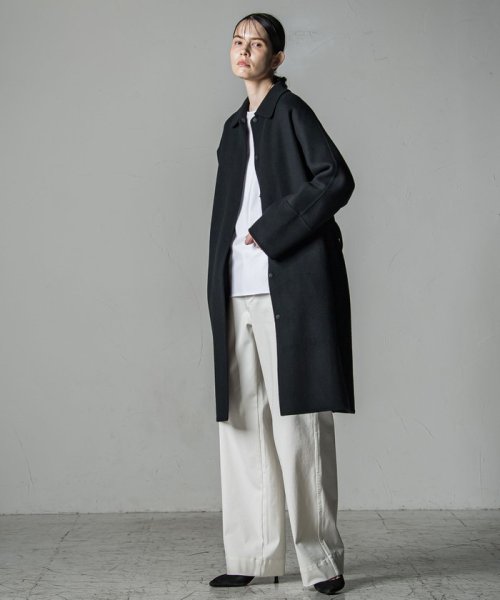 ロング丈シャルムリバービーバーコート 光沢感