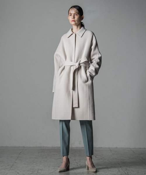 ロング丈シャルムリバービーバーコート 光沢感