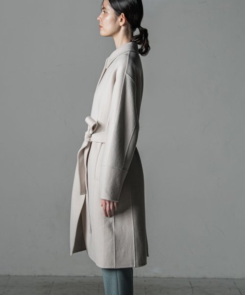 ロング丈シャルムリバービーバーコート 光沢感