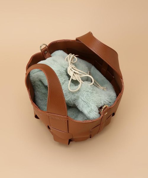 ファー巾着付きメッシュバッグ  V1211174520(9295円)