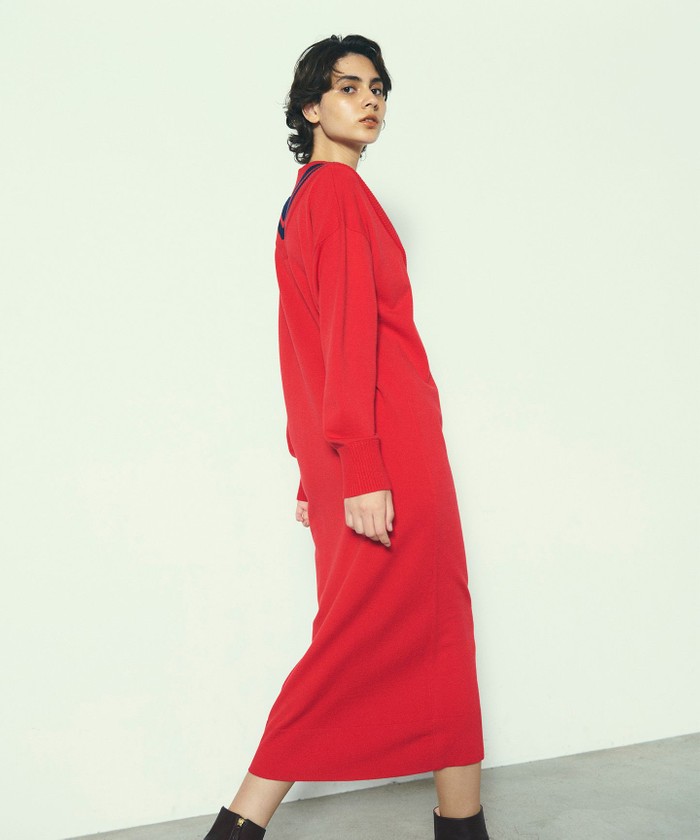 GRACE CONTINENTAL バイカラーVネックニットワンピース バイカラーVネックニットワンピース / GRACE CONTINENTAL