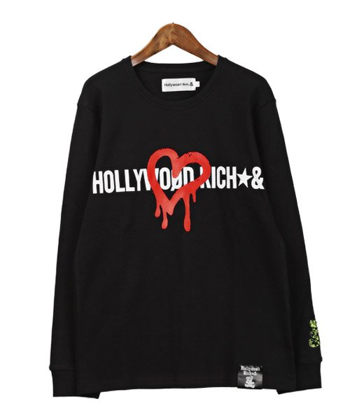 LUXSTYLE(ラグスタイル)/Hollywood rich.&(ハリウッドリッチ)ハートペイントロゴロンT/ロンT メンズ 長袖 Tシャツ ロゴ プリント 刺繍 落書き ペイント トップス /img05