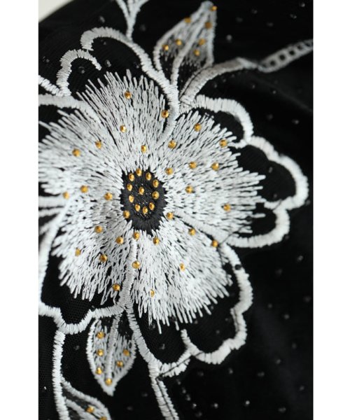CAWAII(カワイイ)/ビジューを纏う花刺繍のベロア調プルオーバートップス/img01