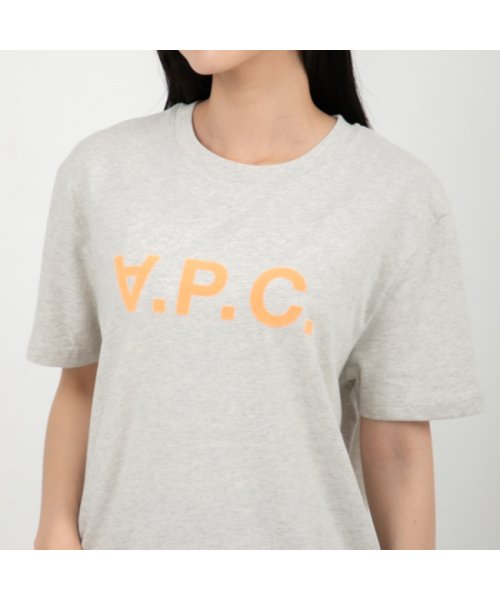 A.P.C.(アーペーセー)/アーペーセー Tシャツ 半袖カットソー トップス グレー オレンジ メンズ レディース APC H26217 COBQX ECRU CHINE ORANGE/img04