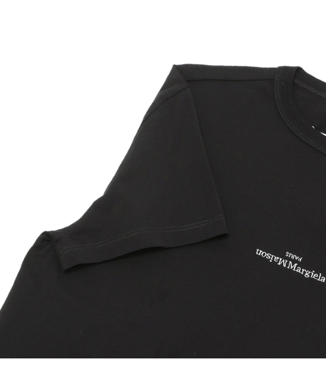 メゾンマルジェラ Tシャツ アップサイドダウンロゴ ブラック メンズ
