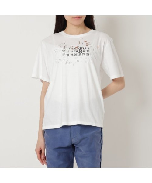 MM6 Maison Margiela(MM６　メゾンマルジェラ)/エムエムシックス メゾンマルジェラ Tシャツ 半袖カットソー トップス ホワイト レディース MM6 Maison Margiela S62GD0152 S23/img01