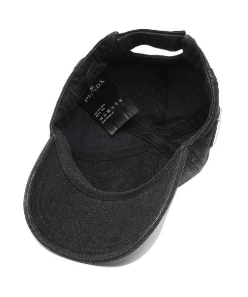 PRADA(プラダ)/プラダ キャップ 帽子 デニム トライアングルロゴ ブラック メンズ レディース PRADA 2HC274 12K8 F0557/img03
