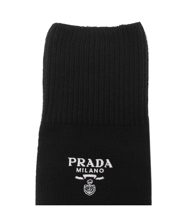 プラダ 靴下 ソックス カシミア ロゴ ブラック レディース PRADA 66497