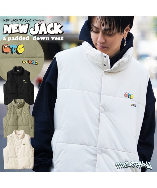 1111clothing(ワンフォークロージング)/◆NEW JACK 中綿 ダウンベスト◆ オーバーサイズ ベスト メンズ 中綿ベスト レディース フェイクダウン レイヤード トップス 羽織 ニュージャック/img01