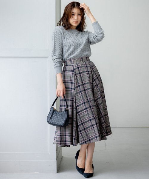 セール】シアーツイルチェック フレアスカート(505703004) | 組曲  