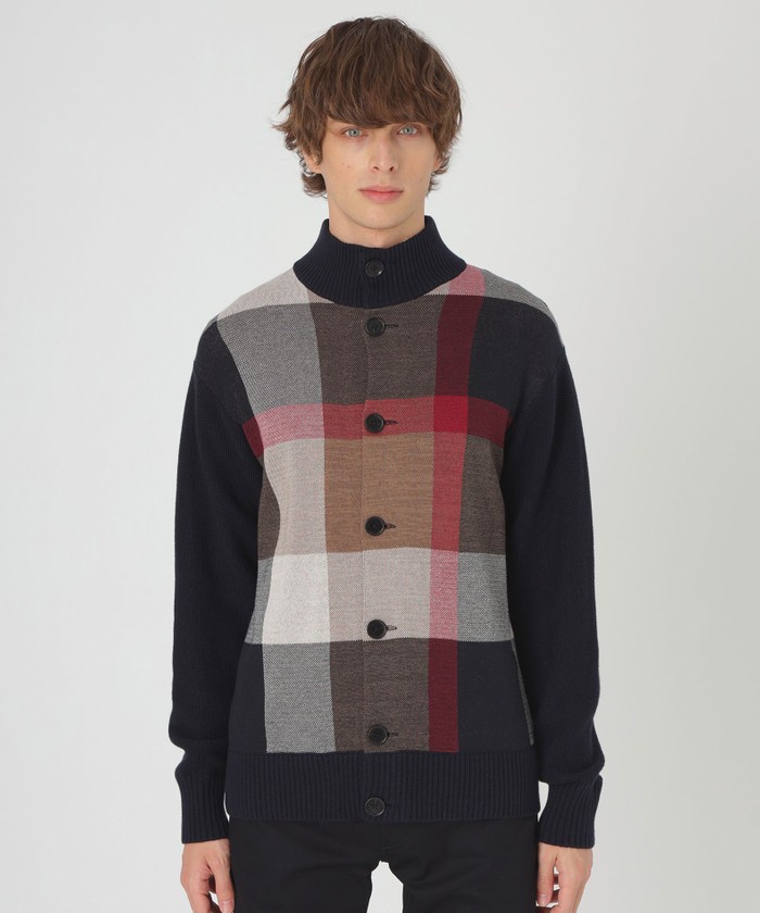 パネルチェックハイネックカーディガン(505636954)｜HANKYU MEN'S