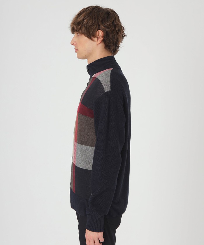 パネルチェックハイネックカーディガン(505636954)｜HANKYU MEN'S