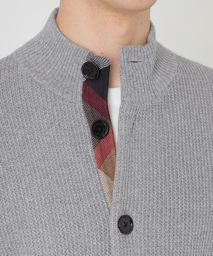 パーシャルチェックハイネックカーディガン(505636955)｜HANKYU MEN'S