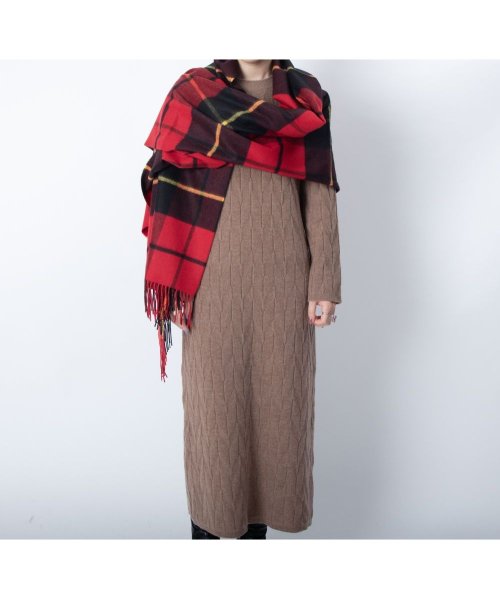 ジョンストンズ JOHNSTONS ストール WA56 カシミヤ メンズ レディース マフラー カシミア おしゃれ 秋冬 防寒 チェック 無地 大判 190×7 メンズ レディース BLACK