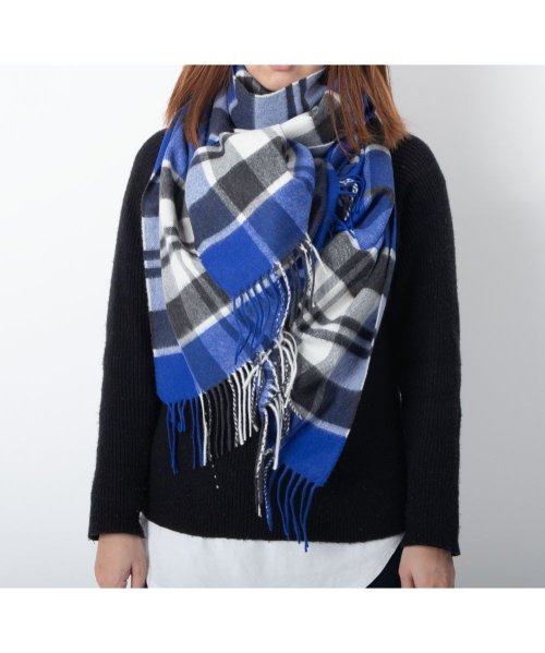 ジョンストンズ JOHNSTONS ストール WA56 カシミヤ メンズ レディース マフラー カシミア おしゃれ 秋冬 防寒 チェック 無地 大判 190×7 メンズ レディース BLACK
