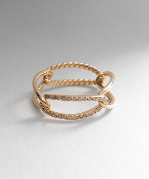 K10ダイヤモンド ロープPCチェーン リング 