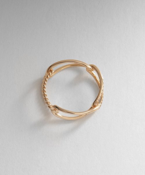 K10ダイヤモンド ロープPCチェーン リング 