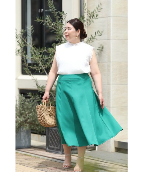 ぽっちゃりさん専用鮮やかにコーデに映えるフレアスカート(505700209  