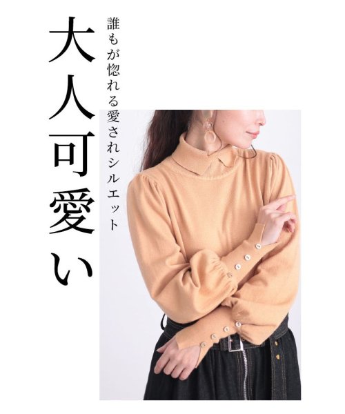 Sawa a la mode(サワアラモード)/ふんわり袖の襟付きニットトップス/img01