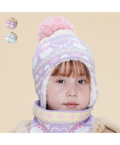 Kids Foret(キッズフォーレ)/【子供服】 Kids Foret (キッズフォーレ) ねこ柄アクリルニット耳付帽子 49cm～56cm B51407/img01
