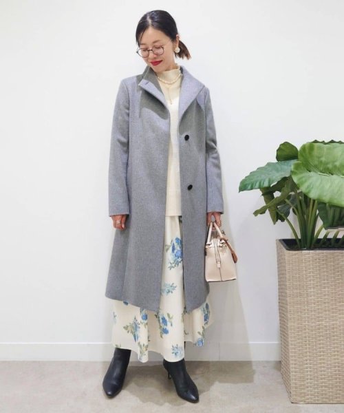 【日本製／2WAY衿】スタンドカラー ロングコート 