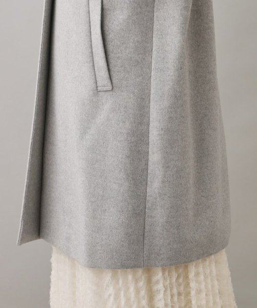【日本製／通勤／フォーマル】カシミヤ混ノーカラーコート 