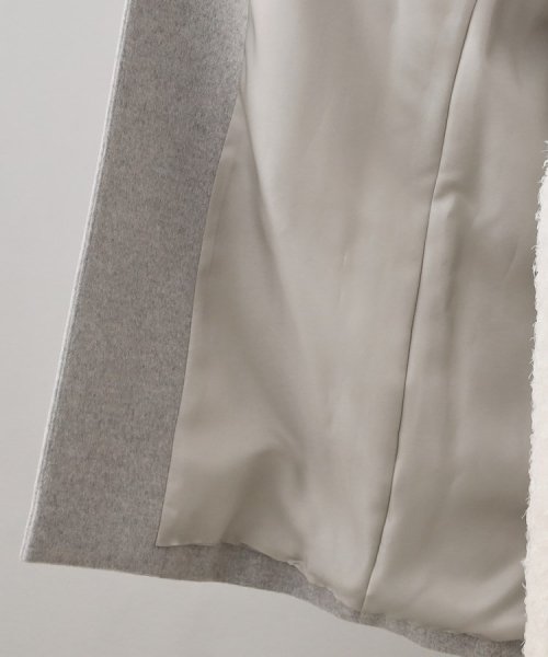 【日本製／通勤／フォーマル】カシミヤ混ノーカラーコート 