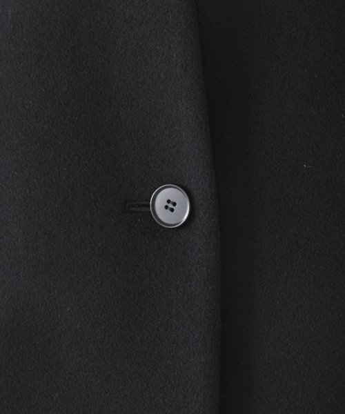 【日本製／通勤／フォーマル】カシミヤ混ノーカラーコート 