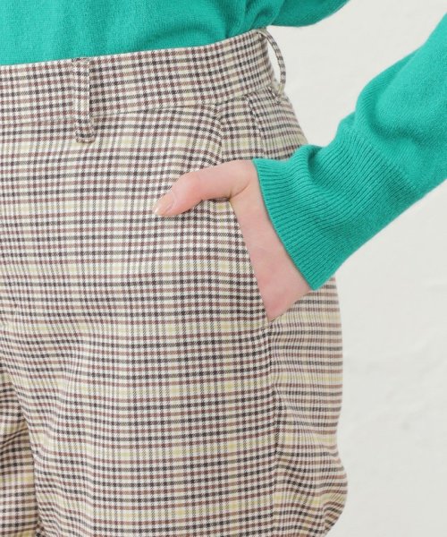 ウォッシャブルツイルチェックテーパードパンツ 