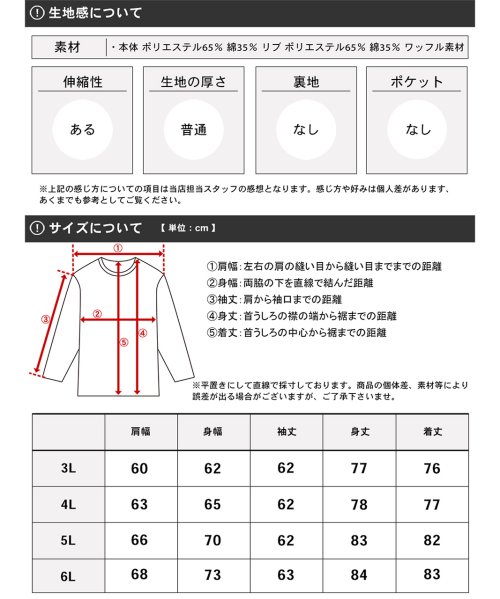 MARUKAWA(大きいサイズのマルカワ)/別注 【MRU/エムアールユー】大きいサイズ 3L 4L 5L 6L ヘビーサーマルヘンリーネック Tシャツ 長袖Tシャツ カットソー トップス/img06