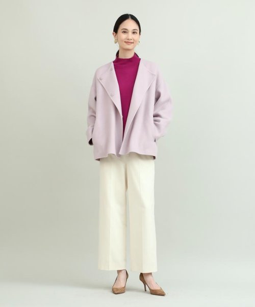 ノーカラーショートコート 